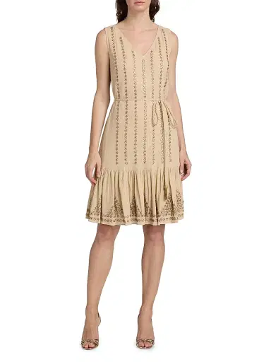 Kobi Halperin Women's May Metallic Sleeveless Knee-Length Dress - Sand | Thumbnail 3