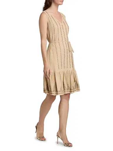 Kobi Halperin Women's May Metallic Sleeveless Knee-Length Dress - Sand | Thumbnail 4