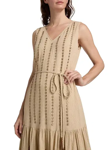 Kobi Halperin Women's May Metallic Sleeveless Knee-Length Dress - Sand | Thumbnail 6