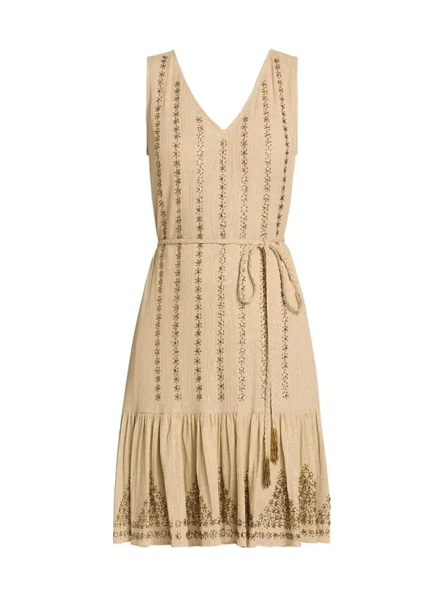 Kobi Halperin Women's May Metallic Sleeveless Knee-Length Dress - Sand