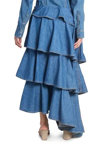 Alaïa Women's Spiral Denim Tiered Maxi Skirt | Thumbnail 5 Alaïa Women's Spiral Denim Tiered Maxi Skirt | Thumbnail 5