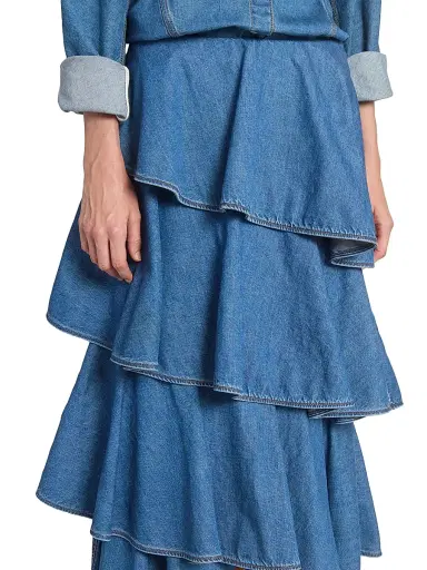 Alaïa Women's Spiral Denim Tiered Maxi Skirt | Thumbnail 6 Alaïa Women's Spiral Denim Tiered Maxi Skirt | Thumbnail 6