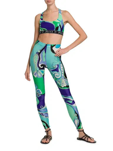 Pucci Women's Abstract-Print Racerback Sports Bra - Verde Lilla | Thumbnail 2