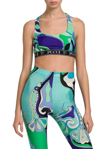 Pucci Women's Abstract-Print Racerback Sports Bra - Verde Lilla | Thumbnail 3