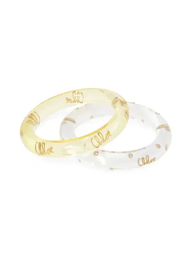 Chloé Women's Plage Goldtone & Crystal 2-Piece Bangle Set - White Yellow | Thumbnail 1 Chloé Women's Plage Goldtone & Crystal 2-Piece Bangle Set - White Yellow | Thumbnail 1