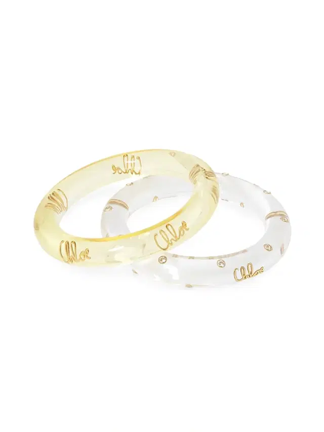 Women's Plage Goldtone & Crystal 2-Piece Bangle Set - White Yellow Women's Plage Goldtone & Crystal 2-Piece Bangle Set - White Yellow