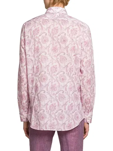 Etro Men's Paisley Cotton Button-Front Shirt - Print On Pink Base | Thumbnail 5 Etro Men's Paisley Cotton Button-Front Shirt - Print On Pink Base | Thumbnail 5