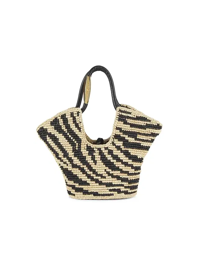 Women's  Goldentime Raffia Tote Bag - Black Zebra