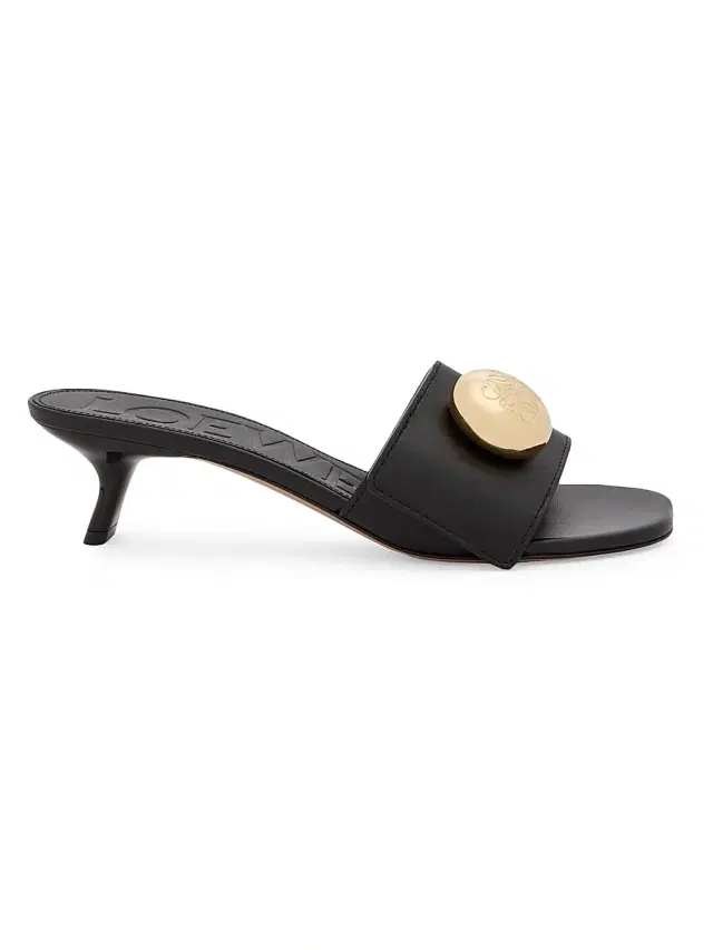Women's Pebble 45MM Leather Slides - Black  Sandals