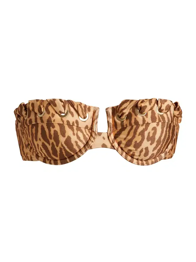 Zimmermann Women's Cascadian Leopard-Printed Balconette Bikini Top - Tan Leopard