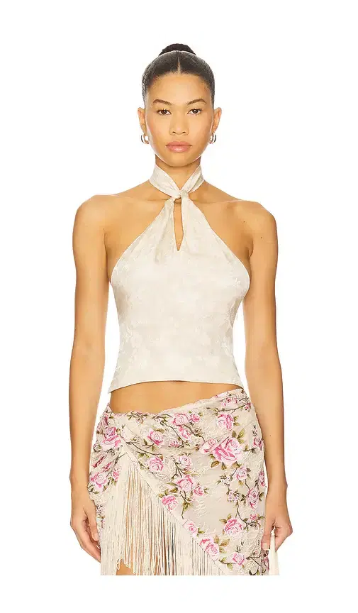 For Love & Lemons Esme Silk Jacquard Top