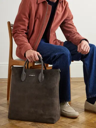 MR P. Full Grain Leather-Trimmed Suede Tote - Men | Thumbnail 2 MR P. Full Grain Leather-Trimmed Suede Tote - Men | Thumbnail 2