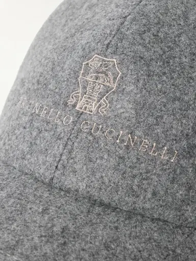 Brunello Cucinelli Logo-Embroidered Leather-Trimmed Wool-Flannel Baseball Cap - Men | Thumbnail 4