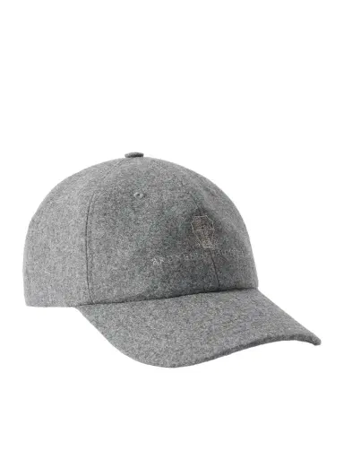 Brunello Cucinelli Logo-Embroidered Leather-Trimmed Wool-Flannel Baseball Cap - Men | Thumbnail 1