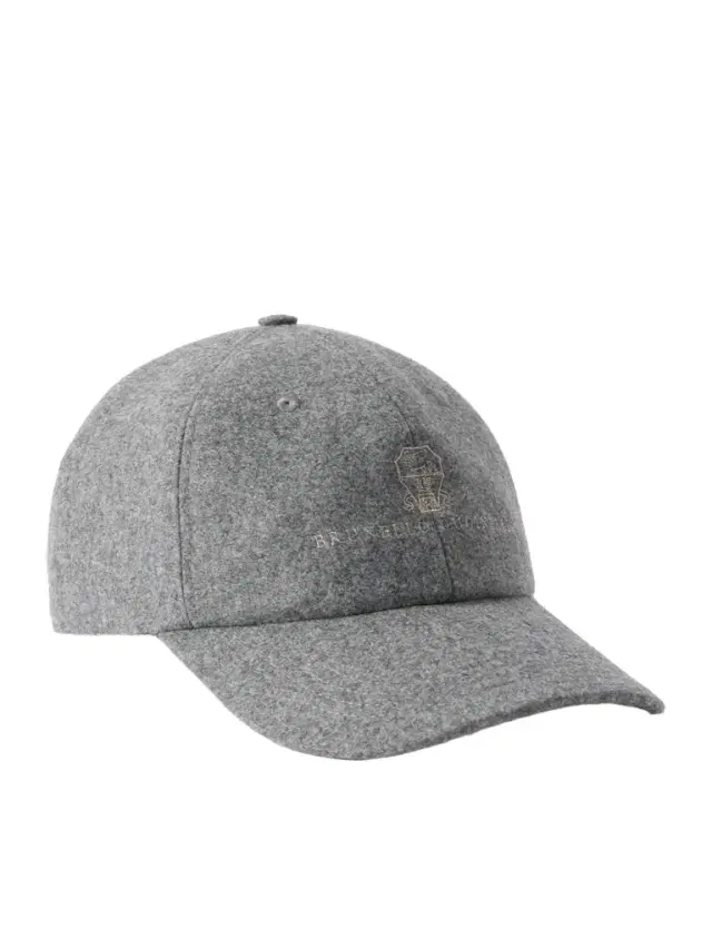 Brunello Cucinelli Logo-Embroidered Leather-Trimmed Wool-Flannel Baseball Cap - Men