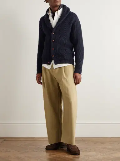 Drake's Shawl-Collar Ribbed Wool Cardigan - Men | Thumbnail 2