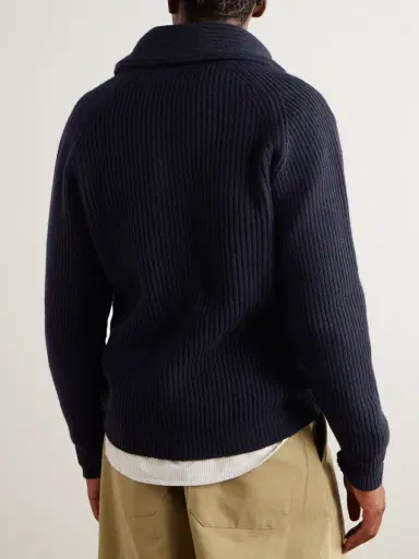 Drake's Shawl-Collar Ribbed Wool Cardigan - Men | Thumbnail 3
