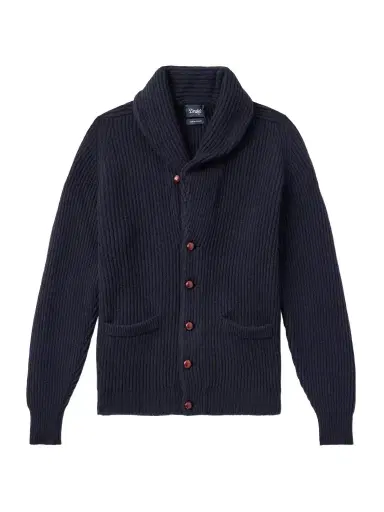 Drake's Shawl-Collar Ribbed Wool Cardigan - Men | Thumbnail 1