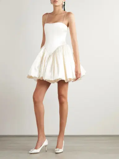 Danielle Frankel Birdie Gathered Silk And Wool-blend Satin Bustier Mini Dress | Thumbnail 2