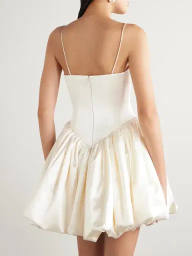 Danielle Frankel Birdie Gathered Silk And Wool-blend Satin Bustier Mini Dress | Thumbnail 3