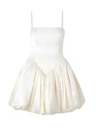 Danielle Frankel Birdie Gathered Silk And Wool-blend Satin Bustier Mini Dress | Thumbnail 1