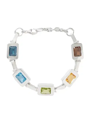 Loren Stewart Roca Link Sterling Silver Multi-stone Bracelet | Thumbnail 1 Loren Stewart Roca Link Sterling Silver Multi-stone Bracelet | Thumbnail 1
