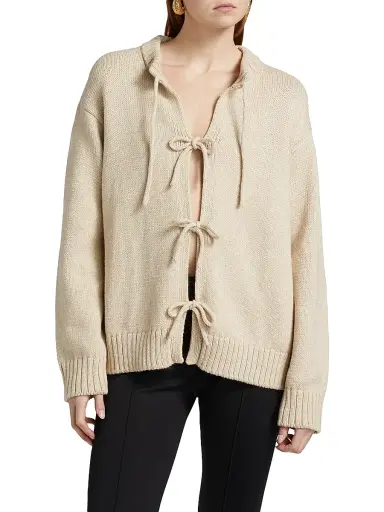 Rosetta Getty Women's Cotton-Alpaca Knit Tie-Front Cardigan | Thumbnail 3 Rosetta Getty Women's Cotton-Alpaca Knit Tie-Front Cardigan | Thumbnail 3