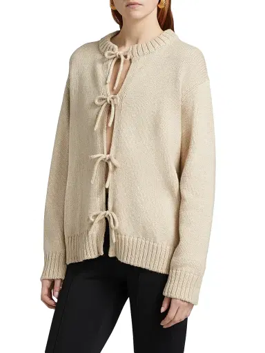 Rosetta Getty Women's Cotton-Alpaca Knit Tie-Front Cardigan | Thumbnail 4 Rosetta Getty Women's Cotton-Alpaca Knit Tie-Front Cardigan | Thumbnail 4