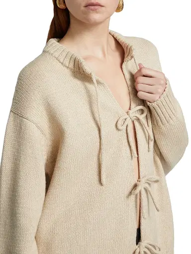 Rosetta Getty Women's Cotton-Alpaca Knit Tie-Front Cardigan | Thumbnail 6 Rosetta Getty Women's Cotton-Alpaca Knit Tie-Front Cardigan | Thumbnail 6