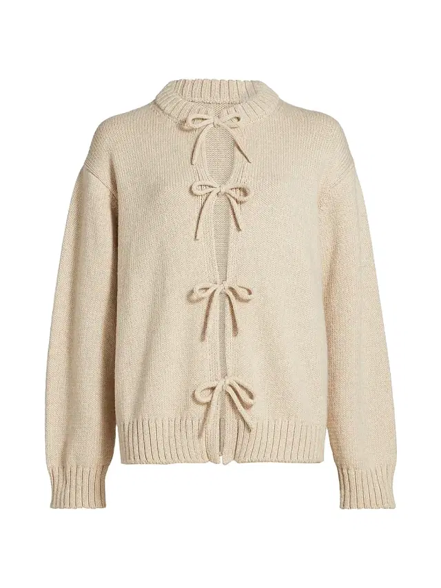 Rosetta Getty Women's Cotton-Alpaca Knit Tie-Front Cardigan - Beige