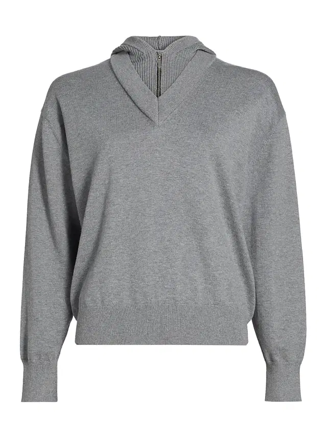 Rosetta Getty Women's Cotton-Cashmere Double Layer Pullover Hoodie - Charcoal