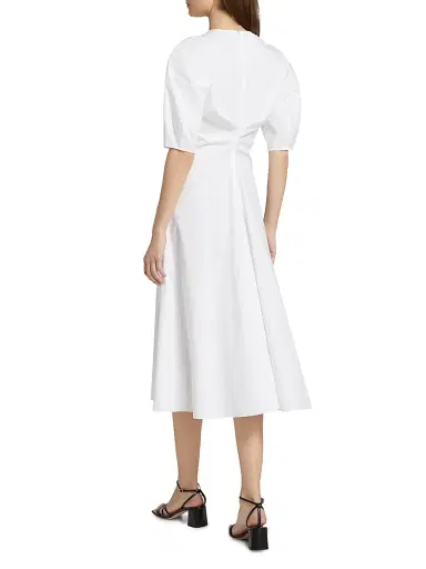 Rosetta Getty Women's Ruched Stretch-Cotton V-Neck Midi-Dress | Thumbnail 5 Rosetta Getty Women's Ruched Stretch-Cotton V-Neck Midi-Dress | Thumbnail 5