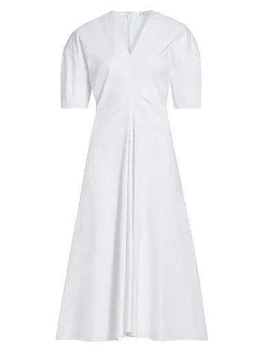 Rosetta Getty Women's Ruched Stretch-Cotton V-Neck Midi-Dress | Thumbnail 1 Rosetta Getty Women's Ruched Stretch-Cotton V-Neck Midi-Dress | Thumbnail 1