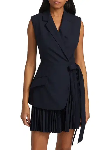 SIMKHAI Women's Eman Pieced Tailored Minidress - Midnight | Thumbnail 3