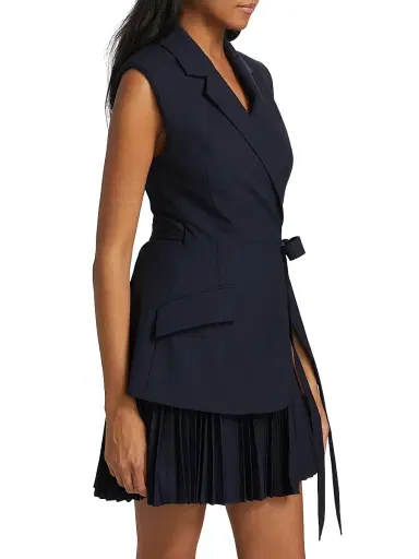 SIMKHAI Women's Eman Pieced Tailored Minidress - Midnight | Thumbnail 4
