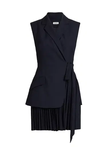 SIMKHAI Women's Eman Pieced Tailored Minidress - Midnight | Thumbnail 1