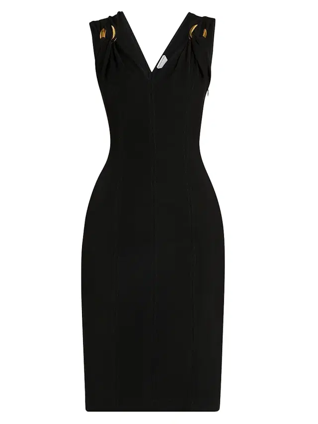 Bottega Veneta Women's Grainy Sculpted Metal Buckle Dress - Black