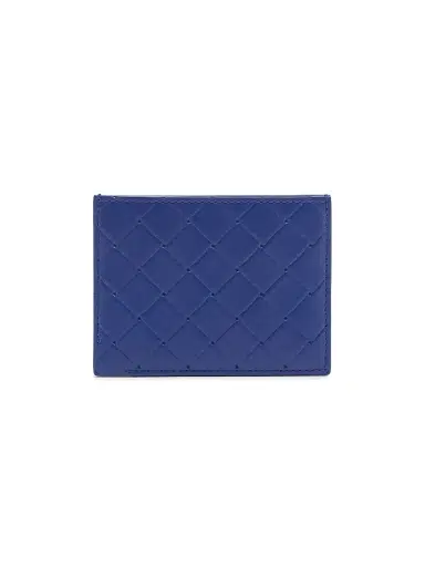 Bottega Veneta Men's Intrecciato Stamp Leather Card Case - Blue Royal Silver | Thumbnail 1