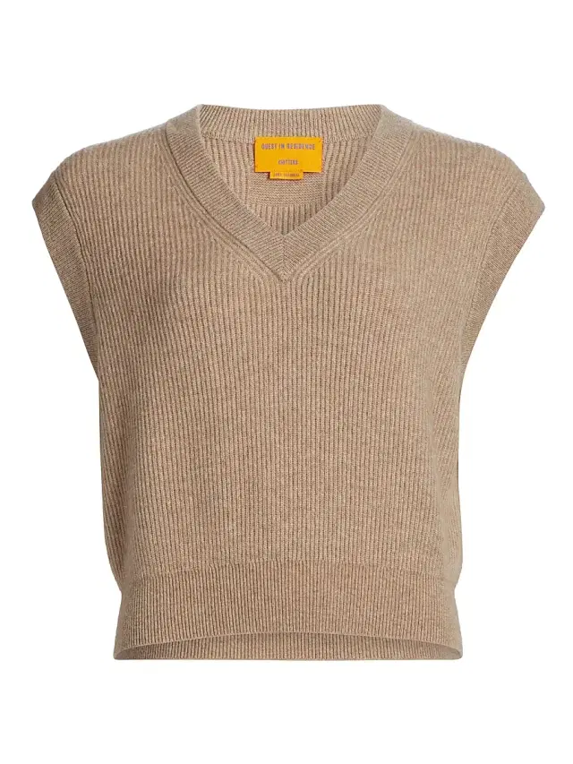 Women's Rib-Knit Cashmere Vest - Taupe