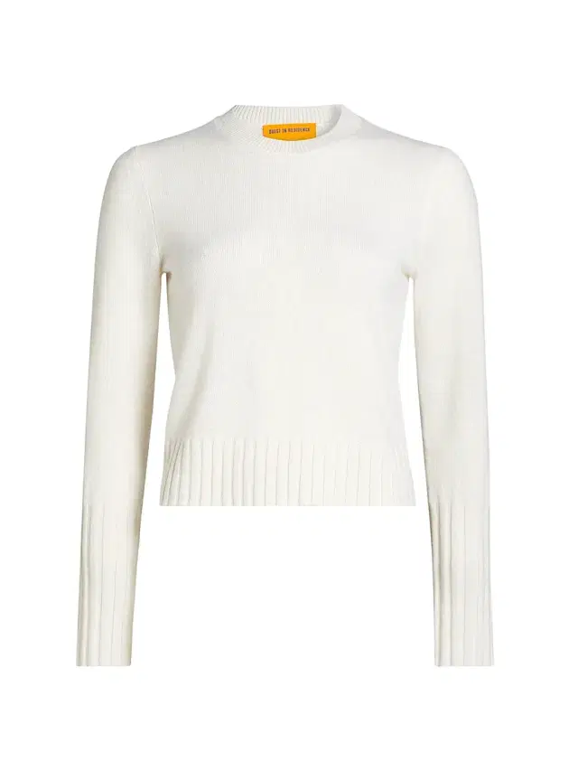 Women's Shrunken Cashmere Sweater - Cream