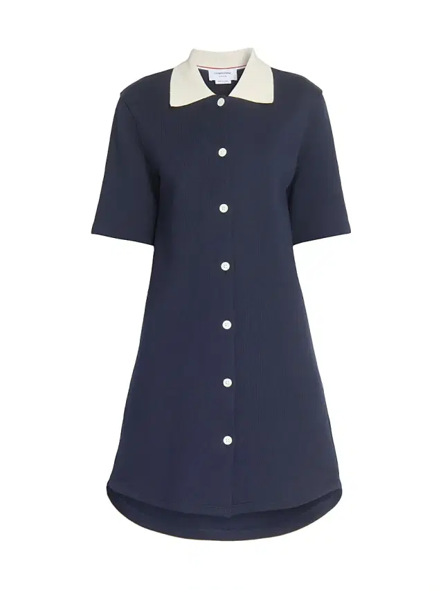 Women's Contrast-Trim Cotton Short-Sleeve Mini-Shirtdress - Navy