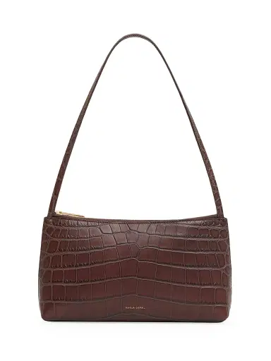 Mansur Gavriel Women's Gaia Croc-Embossed Leather Shoulder Bag - Chocolate | Thumbnail 1