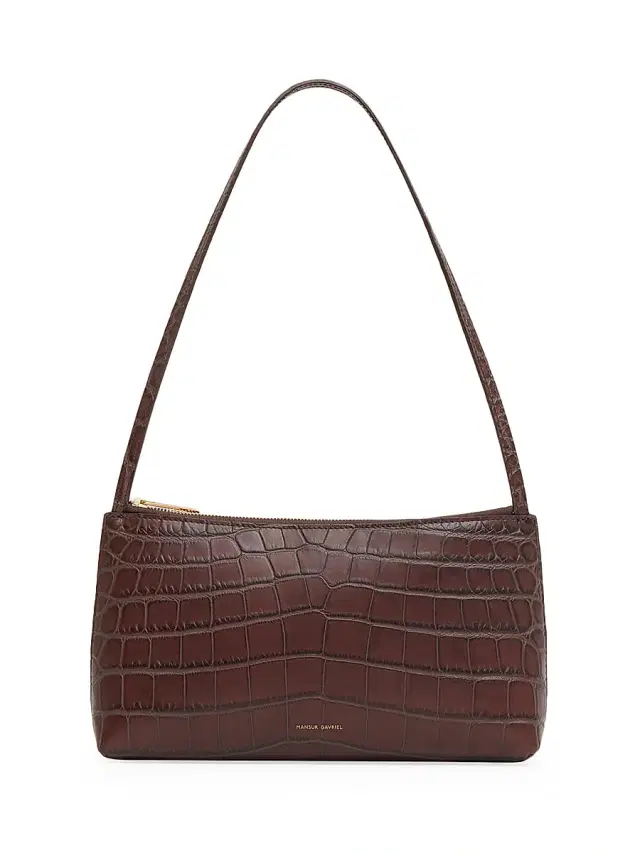 Mansur Gavriel Women's Gaia Croc-Embossed Leather Shoulder Bag - Chocolate
