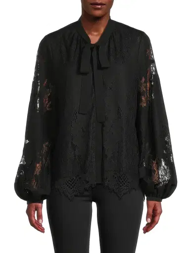 Ungaro Women's Jada Lace Pussy Bow Blouse - Black | Thumbnail 3