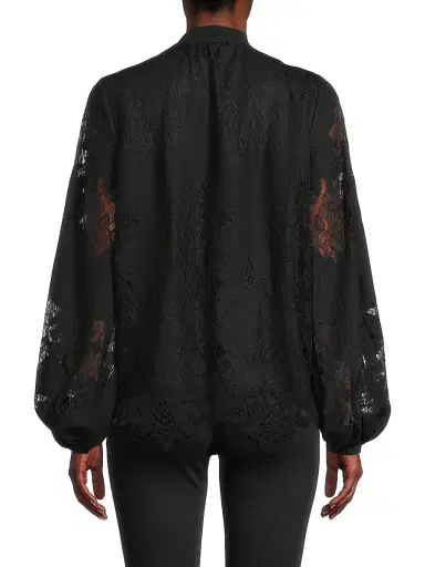 Ungaro Women's Jada Lace Pussy Bow Blouse - Black | Thumbnail 5