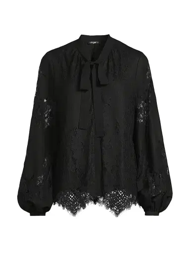 Ungaro Women's Jada Lace Pussy Bow Blouse - Black | Thumbnail 1