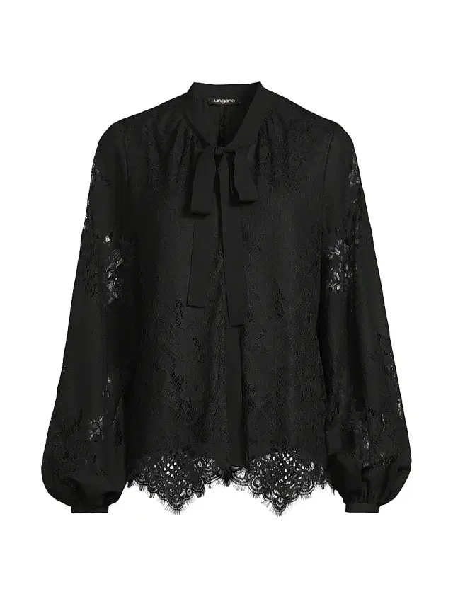 Ungaro Women's Jada Lace Pussy Bow Blouse - Black