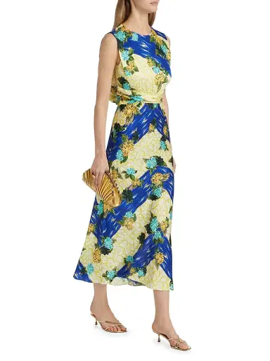 Saloni Women's Paw25 Gwen Floral Silk Sleeveless Midi-Dress - Lantana Stripe | Thumbnail 2 Saloni Women's Paw25 Gwen Floral Silk Sleeveless Midi-Dress - Lantana Stripe | Thumbnail 2
