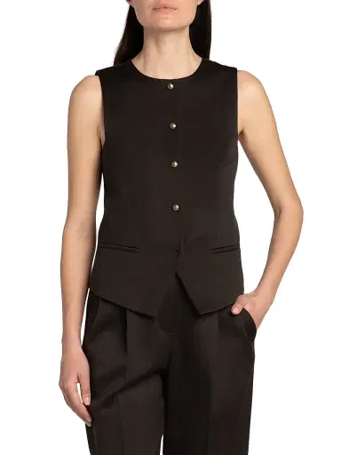 Giorgio Armani Women's Wool Crewneck Vest - Dark Brown - Size 8 | Thumbnail 3 Giorgio Armani Women's Wool Crewneck Vest - Dark Brown - Size 8 | Thumbnail 3