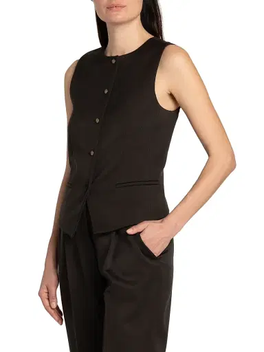 Giorgio Armani Women's Wool Crewneck Vest - Dark Brown - Size 8 | Thumbnail 4 Giorgio Armani Women's Wool Crewneck Vest - Dark Brown - Size 8 | Thumbnail 4